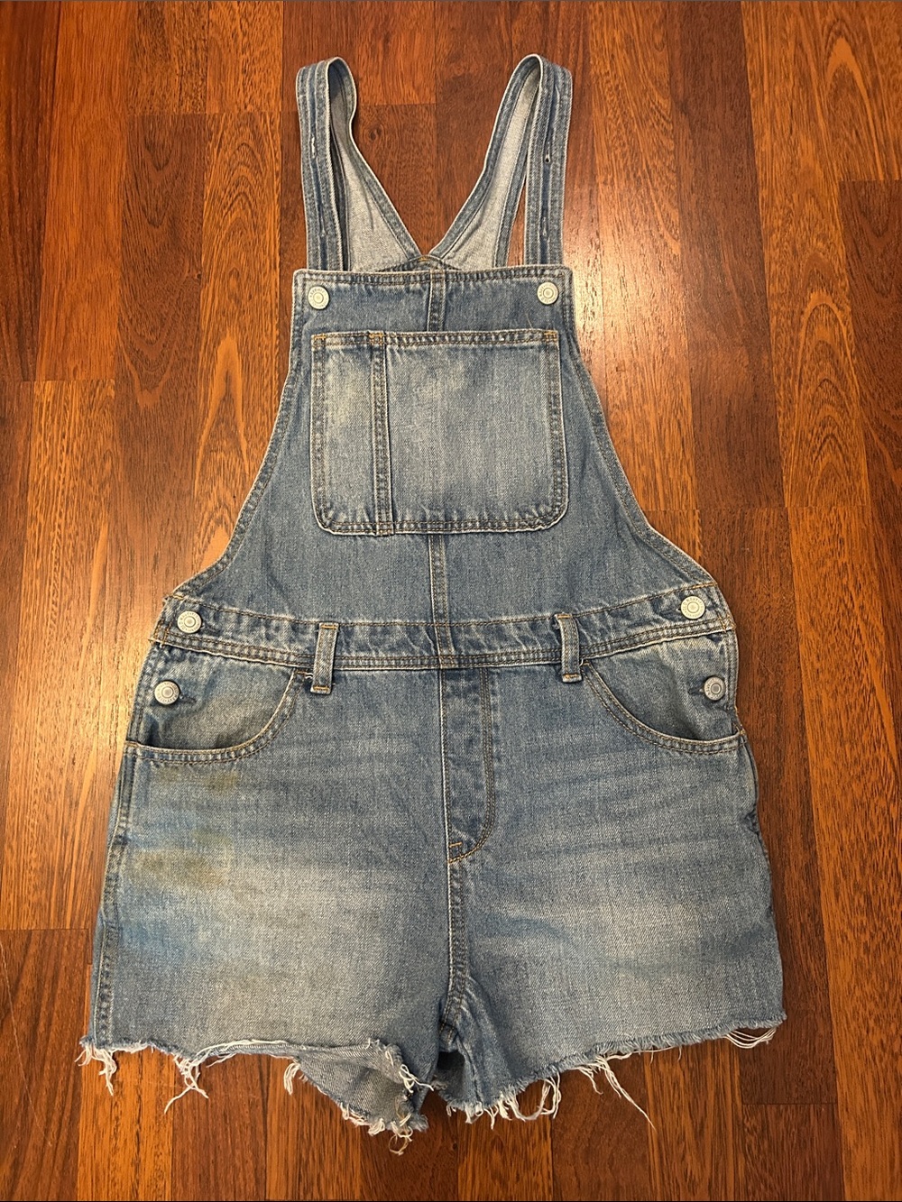 Old Navy Overalls Denim Jean Shorts Jorts Shortalls Size XL